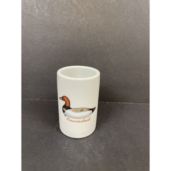 Vintage Ceramic Canvas Duck Wood Duck Toothpick Holder Shot Glass White - Picture 1 of 6